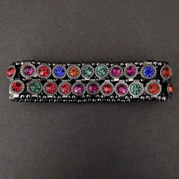 Hematite stretch bracelet with jewel toned beads - Picture 6 of 10